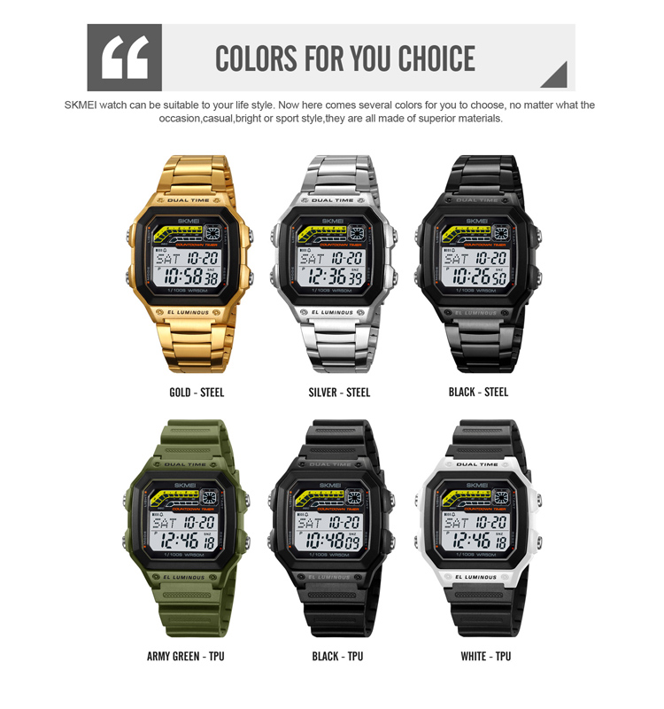 SKMEI 2307 Montre acier inoxydable homme luxe stainless men's watches chronograph digital cheap watches in bulk