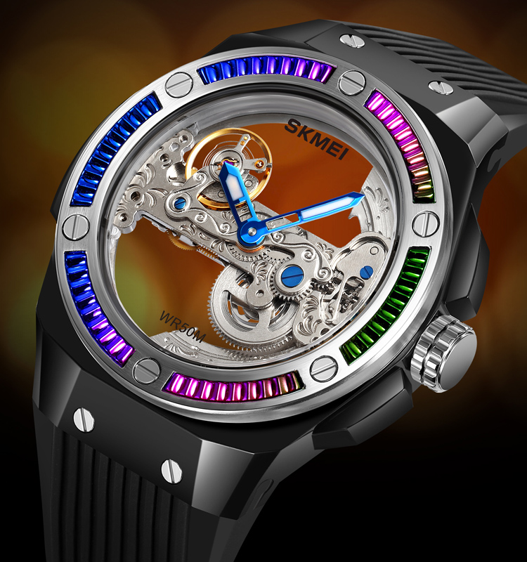 SKMEI M032 3 atm water resistant watch simple design dragon skeleton mechanical branded watches for men automatic