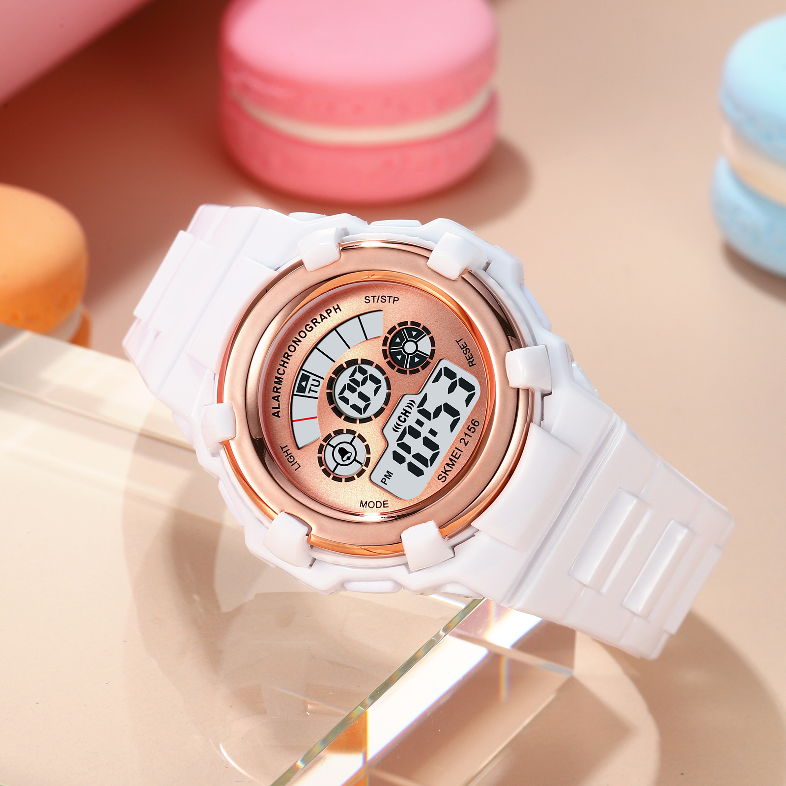SKMEI 2156 Kids Teenager Dual Time Wristwatches Alarm Clock 5Bar Waterproof LED light Display Digital Children's Plastic Watches