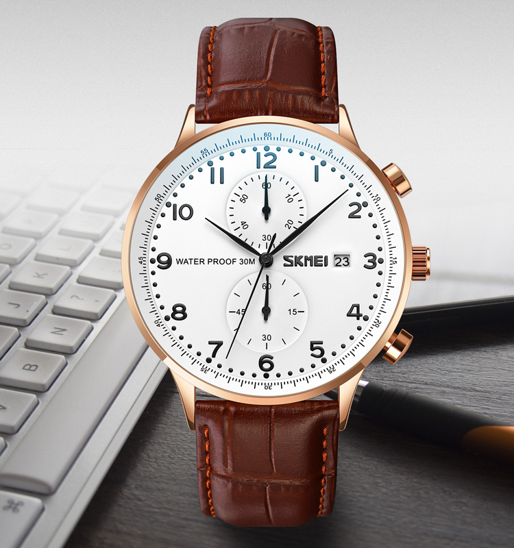 OEM ODM Customization logo Brand Men Quartz Watch Skmei 9301 Minimalist Style Leather Strap Business Wristwatch for Men