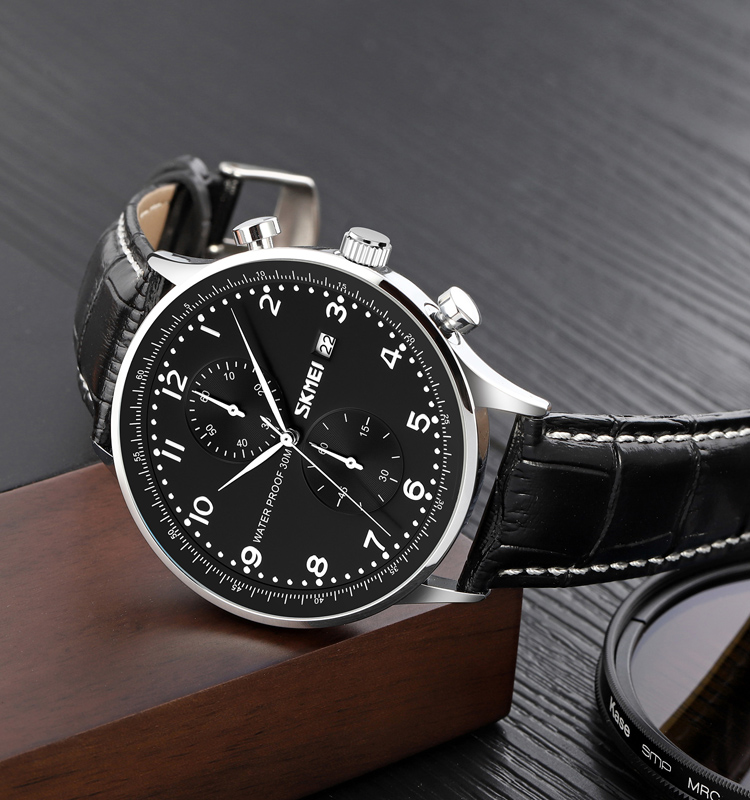 OEM ODM Customization logo Brand Men Quartz Watch Skmei 9301 Minimalist Style Leather Strap Business Wristwatch for Men