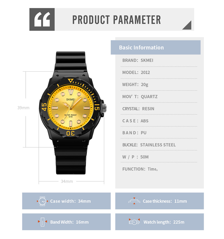Skmei 2012 cute quartz analog watch for kids