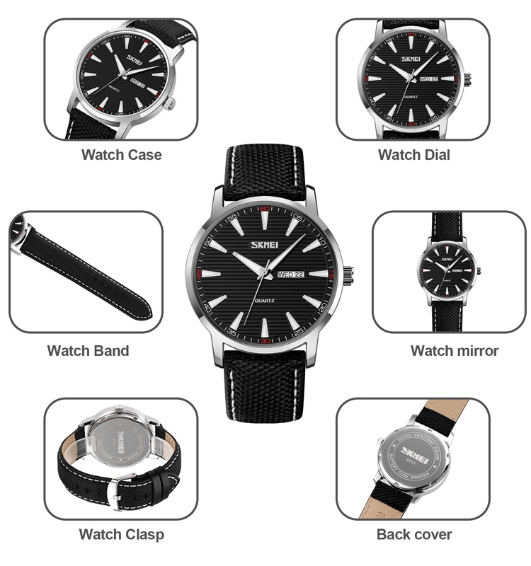 Skmei 9303 Minimalist Style Leather Strap Business Wristwatch for Men