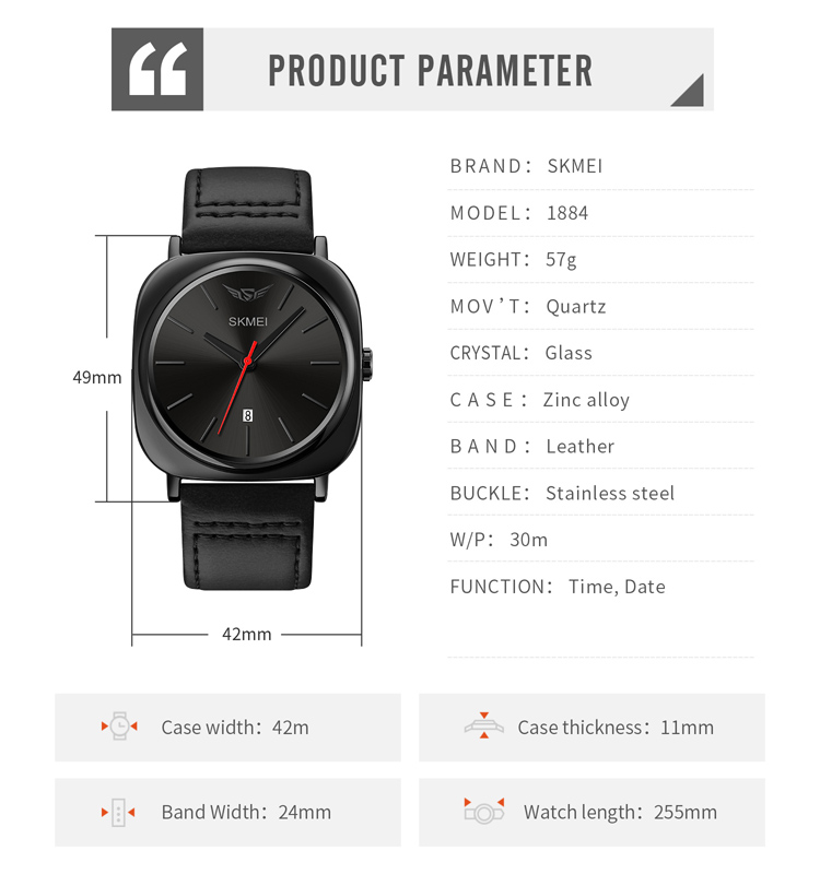 Skmei 1884 OEM ODM brand your own logo Brand Men Quartz Watch