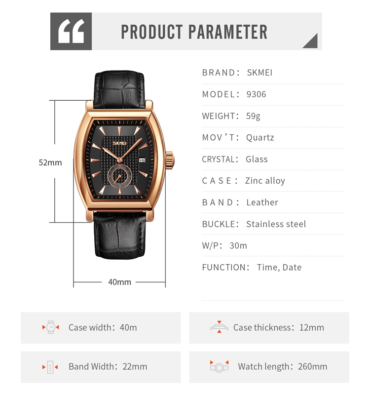 SKMEI watch 9306 customized wristwatch for men