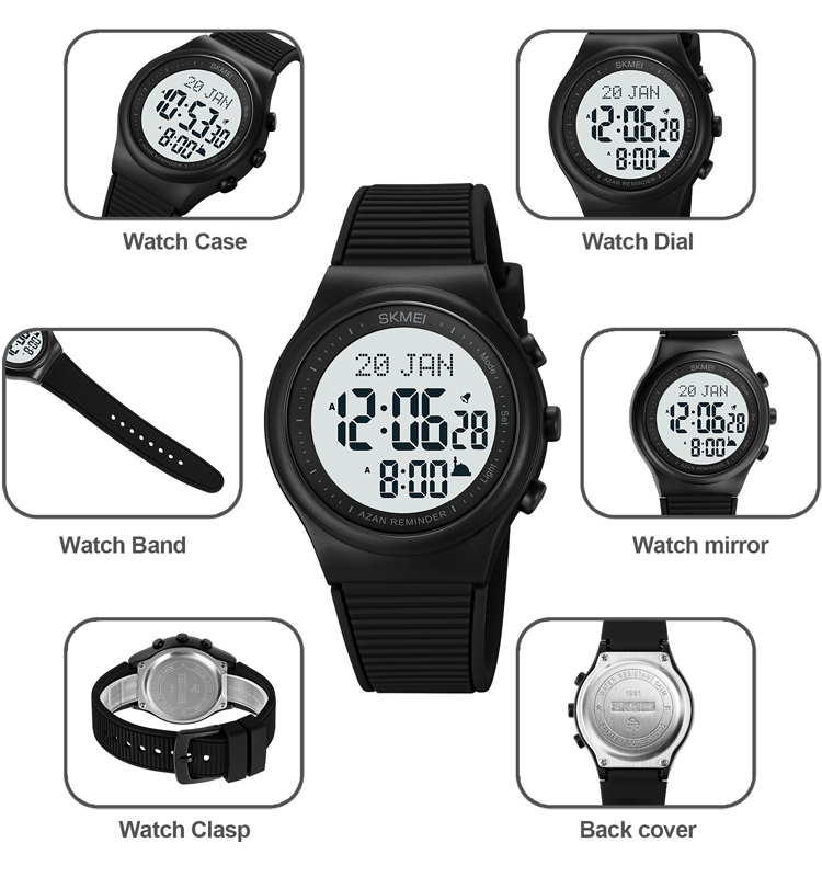 Skmei 1891 Qibla Direction Religious Watch Digital Azan