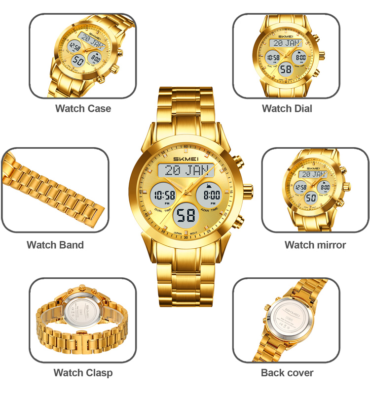 Hot Selling SKMEI 2381 Digital Watch Wholesale Fashion Sports Wear-Resistant Stainless Steel Band with Japanese Movement Muslim