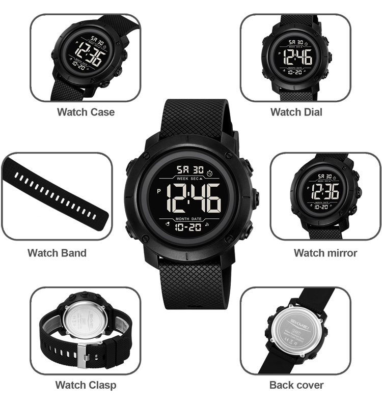 Skmei 2497 Roj Luxury Digital Display Plastic Strap Watch for Children Waterproof ABS Case Wear-Resistant for Outdoor Sports Hot