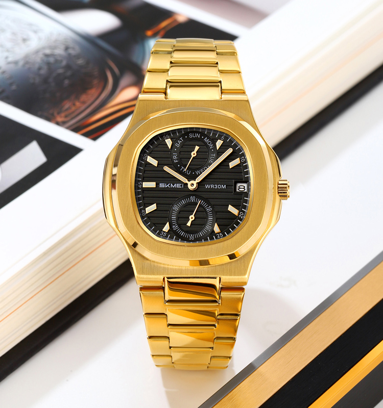 Skmei 2423 Quartz Watch for Men Waterproof Business Fashion Watch Silver Gold ODM Openwork Accessory Lover's Gift